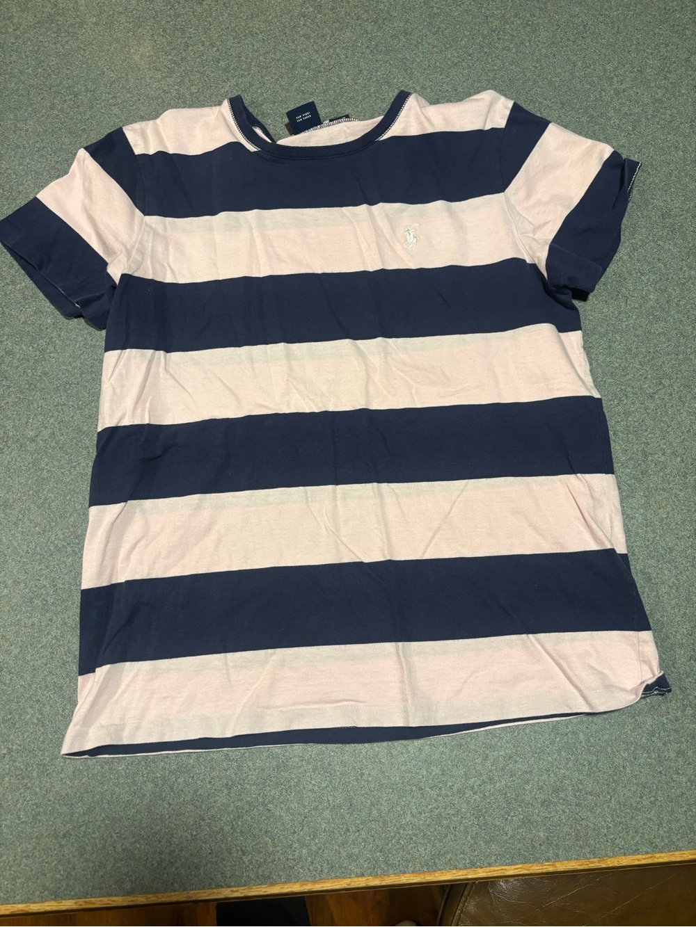 Vintage Ralph Lauren Navy & Light Pink Striped Short Sleeve Tee